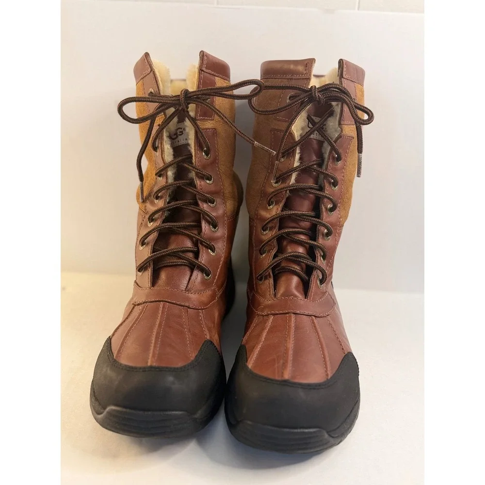 UGG Australia Adirondack Boots Mens Sz 11 Brown Leather Waterproof Winter Vibram
